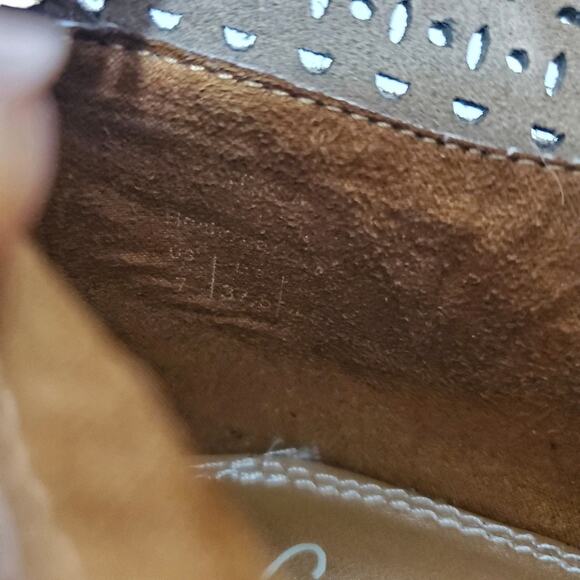 Crown Vintage | Suede Perforated Floppy Top Stacked Block Heel Booties - Picture 8 of 10